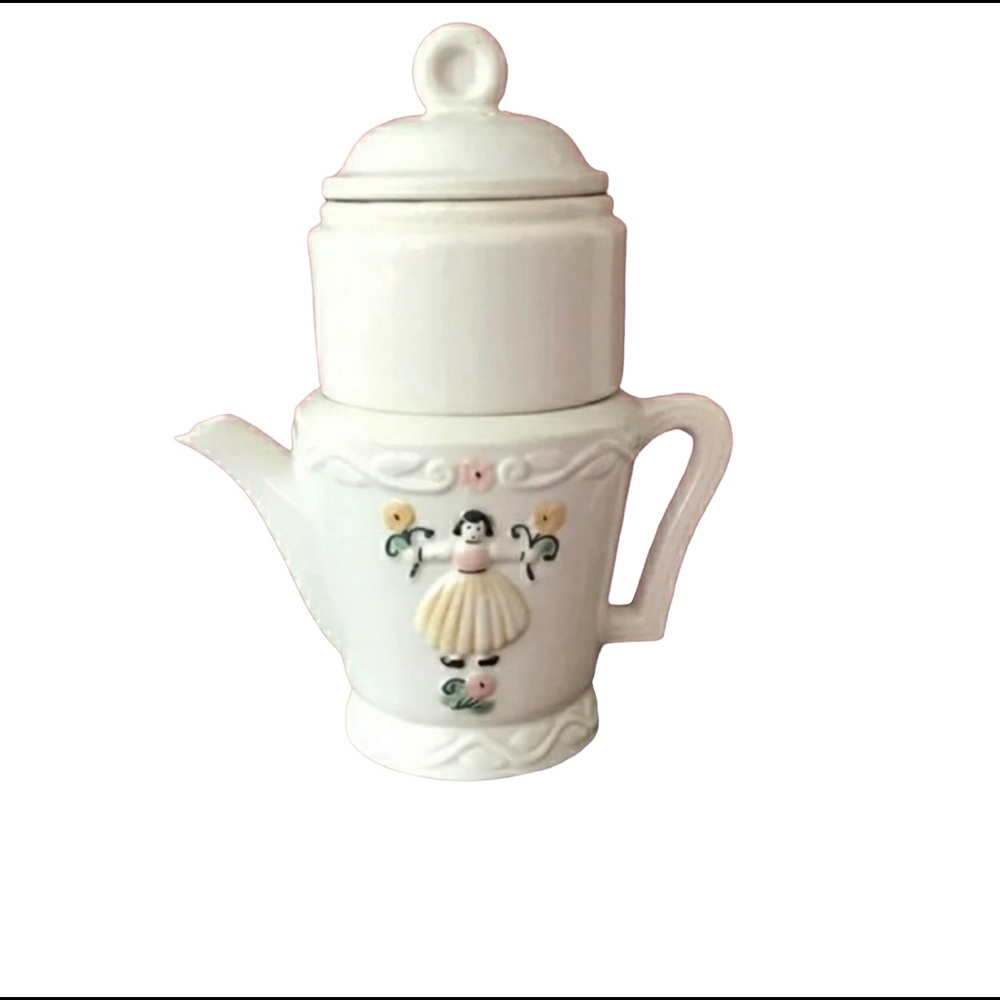 VTG PORCELIER VITREOUS TEA POT DUTCH GIRL